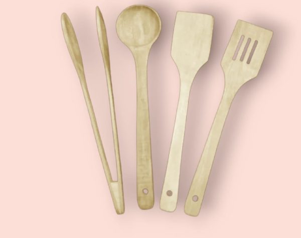 Pack Of 4 – Wooden Spoon Set | Nonstick Teak Wood Kitchen Utensils For Cooking & Serving